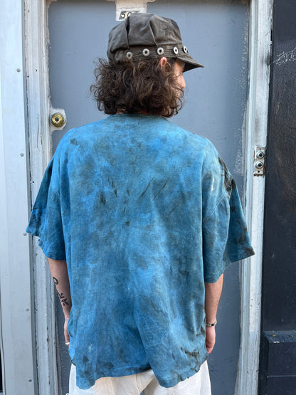 2 Pocket GIGANTIC Henley Tee - Indigo & Persimmon Swirl