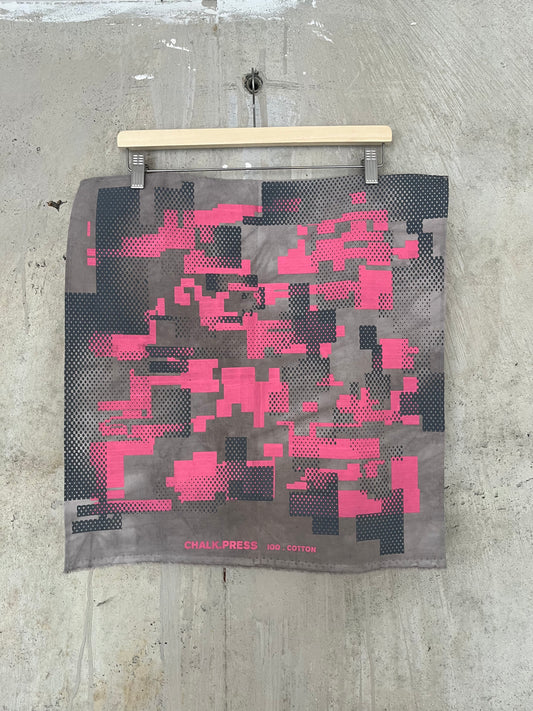 Bandana - Black Tea + Rust 2 Layer Digi Camo (Grey/Pink)