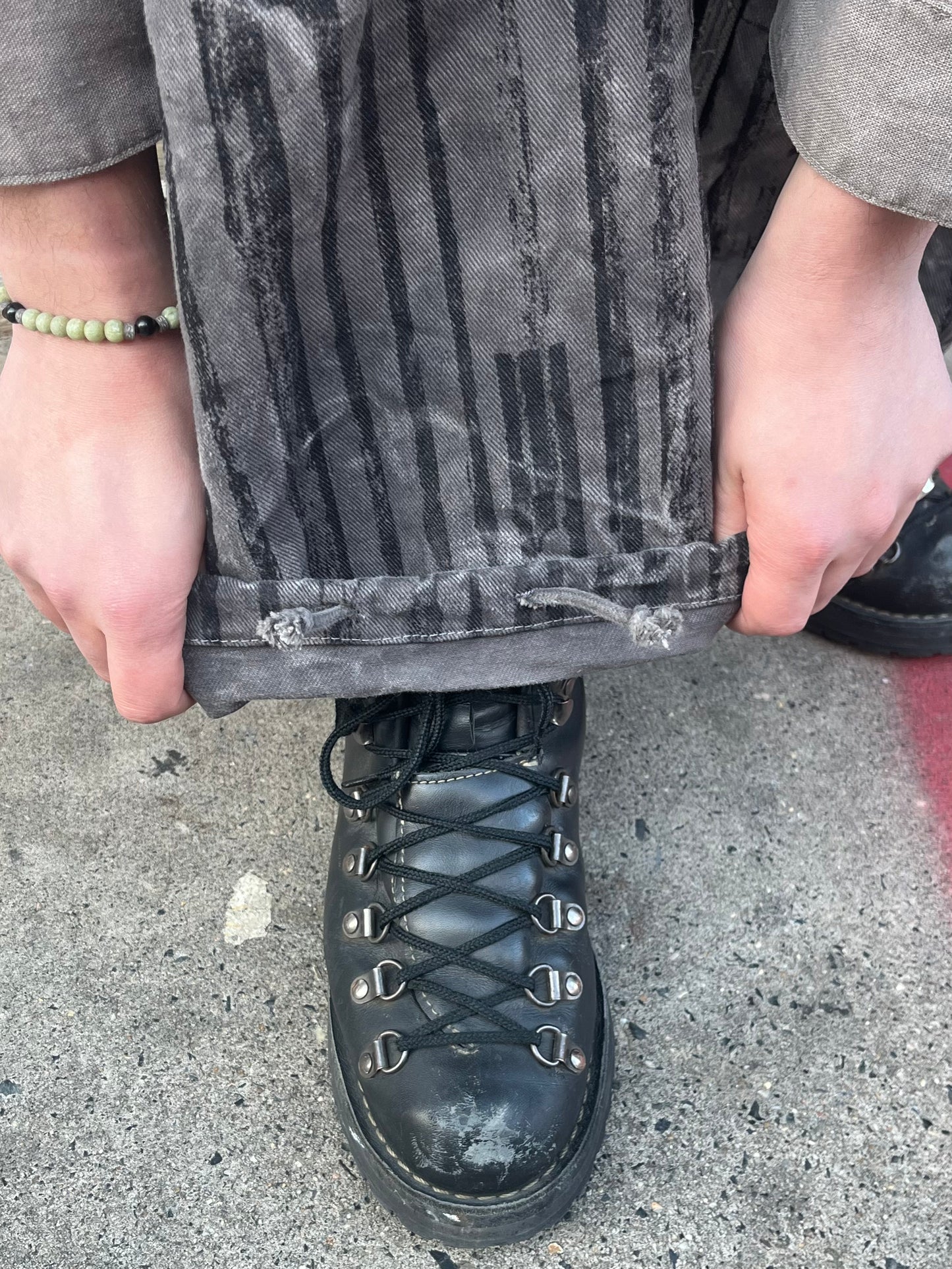 Utility Thwocket Pants - Acorn + Rust Dyed Stripe Denim