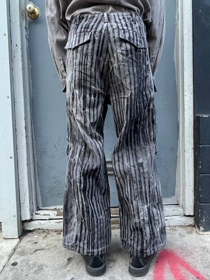 Utility Thwocket Pants - Acorn + Rust Dyed Stripe Denim