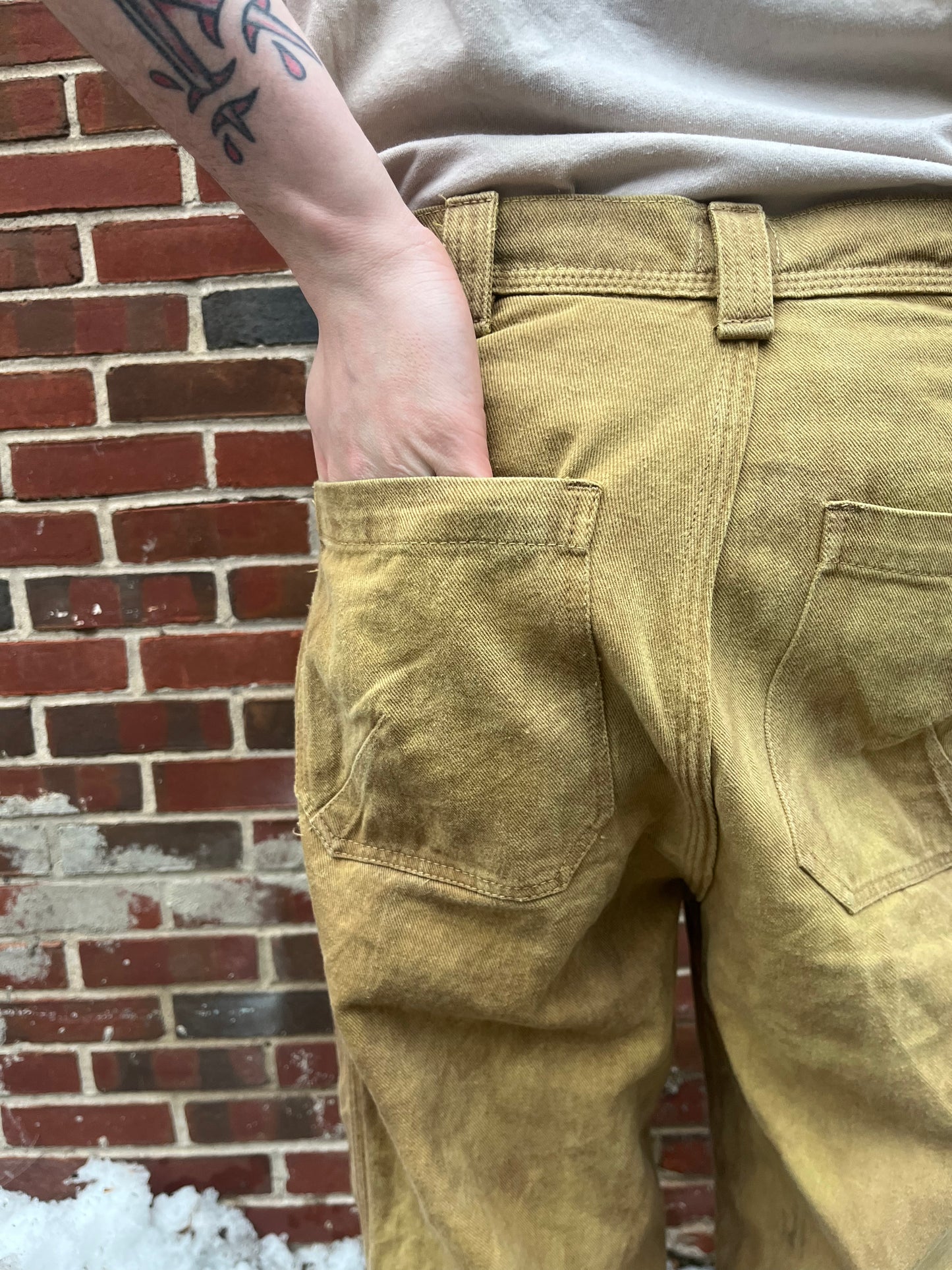 Dart Pocket Fatigue Pant - Turmeric, Rust, & Persimmon Dyed Denim