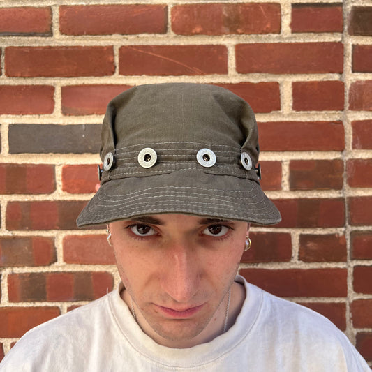 Pleated Mechanics Cap - Black Tea + Rust Dyed cotton Ripstop