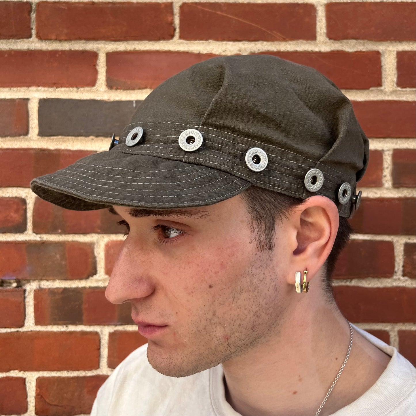 Pleated Mechanics Cap - Black Tea + Rust Dyed cotton Ripstop