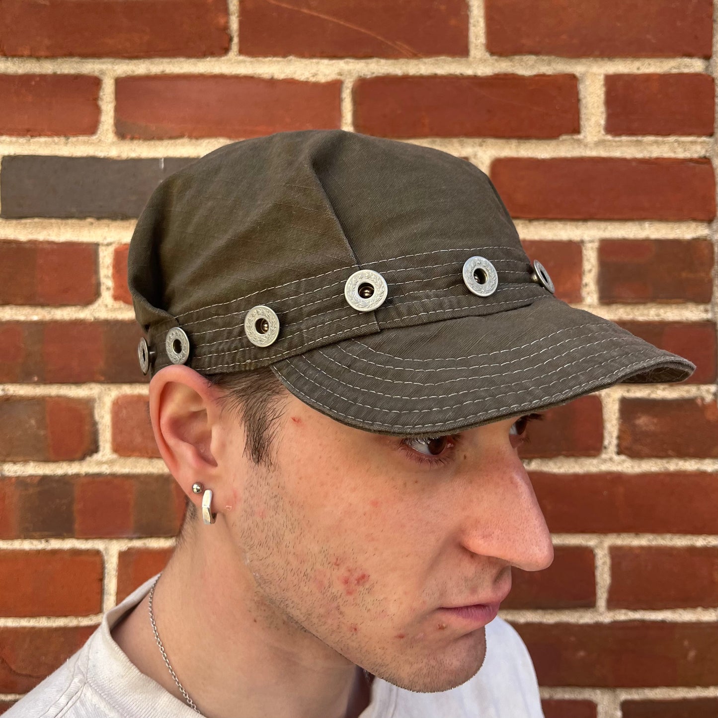 Pleated Mechanics Cap - Black Tea + Rust Dyed cotton Ripstop
