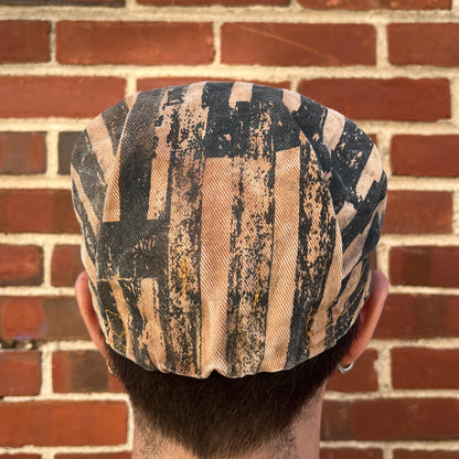 Pleated Mechanics Cap - Persimmon Dyed Stripe Denim