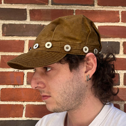 Pleated Mechanics Cap - Turmeric + Rust Dyed Cotton Ripstop