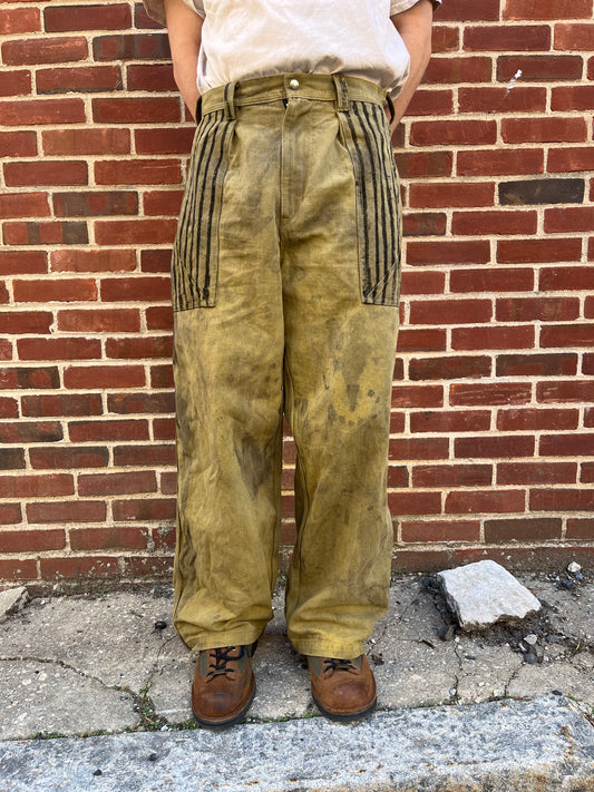 Dart Pocket Fatigue Pant - Turmeric & Black Tea + Rust Dyed Denim W/ Stripe Accents