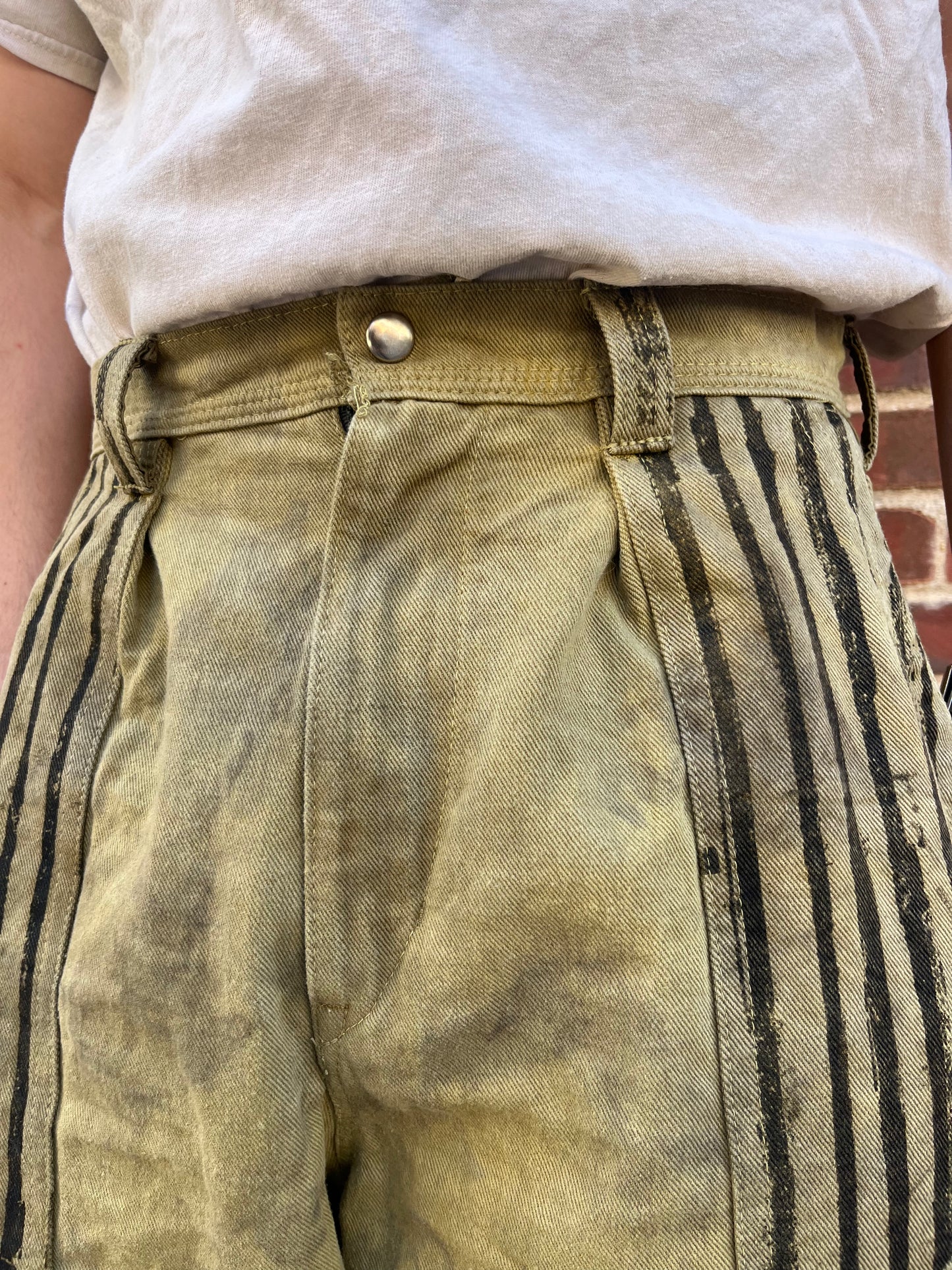Dart Pocket Fatigue Pant - Turmeric & Black Tea + Rust Dyed Denim W/ Stripe Accents
