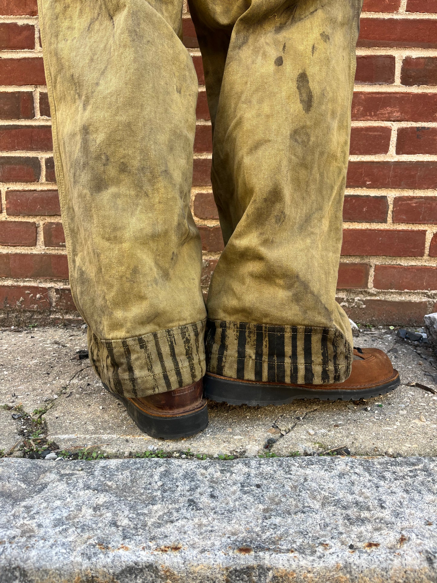 Dart Pocket Fatigue Pant - Turmeric & Black Tea + Rust Dyed Denim W/ Stripe Accents