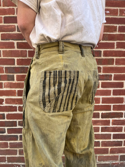Dart Pocket Fatigue Pant - Turmeric & Black Tea + Rust Dyed Denim W/ Stripe Accents