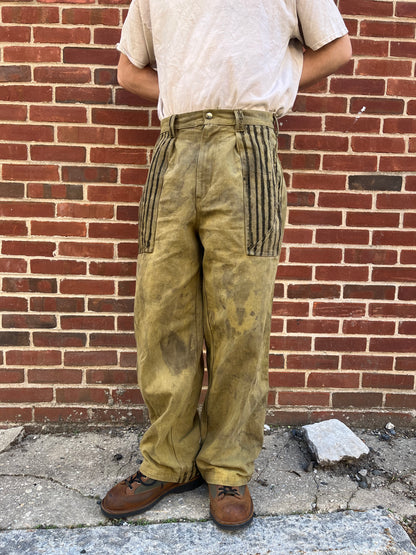 Dart Pocket Fatigue Pant - Turmeric & Black Tea + Rust Dyed Denim W/ Stripe Accents