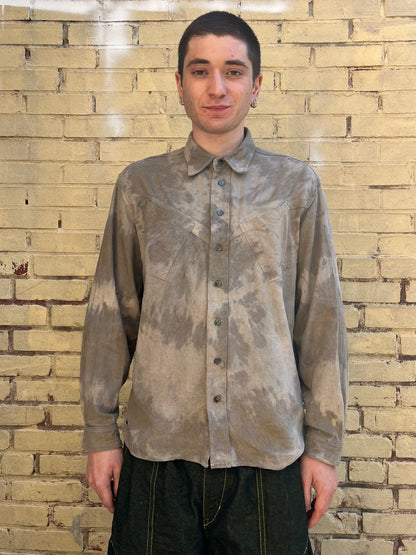 Slant Pocket BD Shirt - Black Tea + Rust Swirl Linen Blend