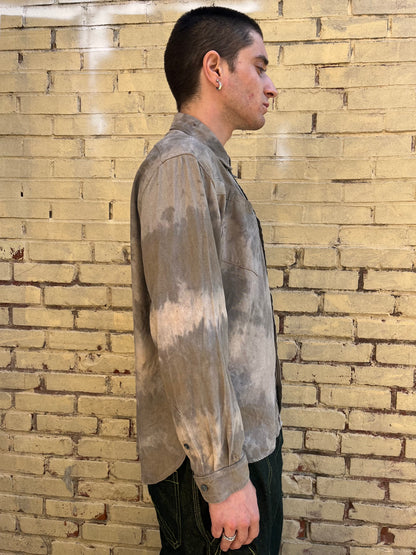 Slant Pocket BD Shirt - Black Tea + Rust Swirl Linen Blend