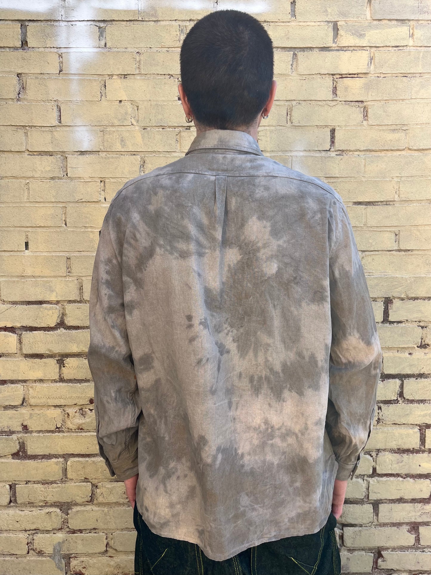 Slant Pocket BD Shirt - Black Tea + Rust Swirl Linen Blend