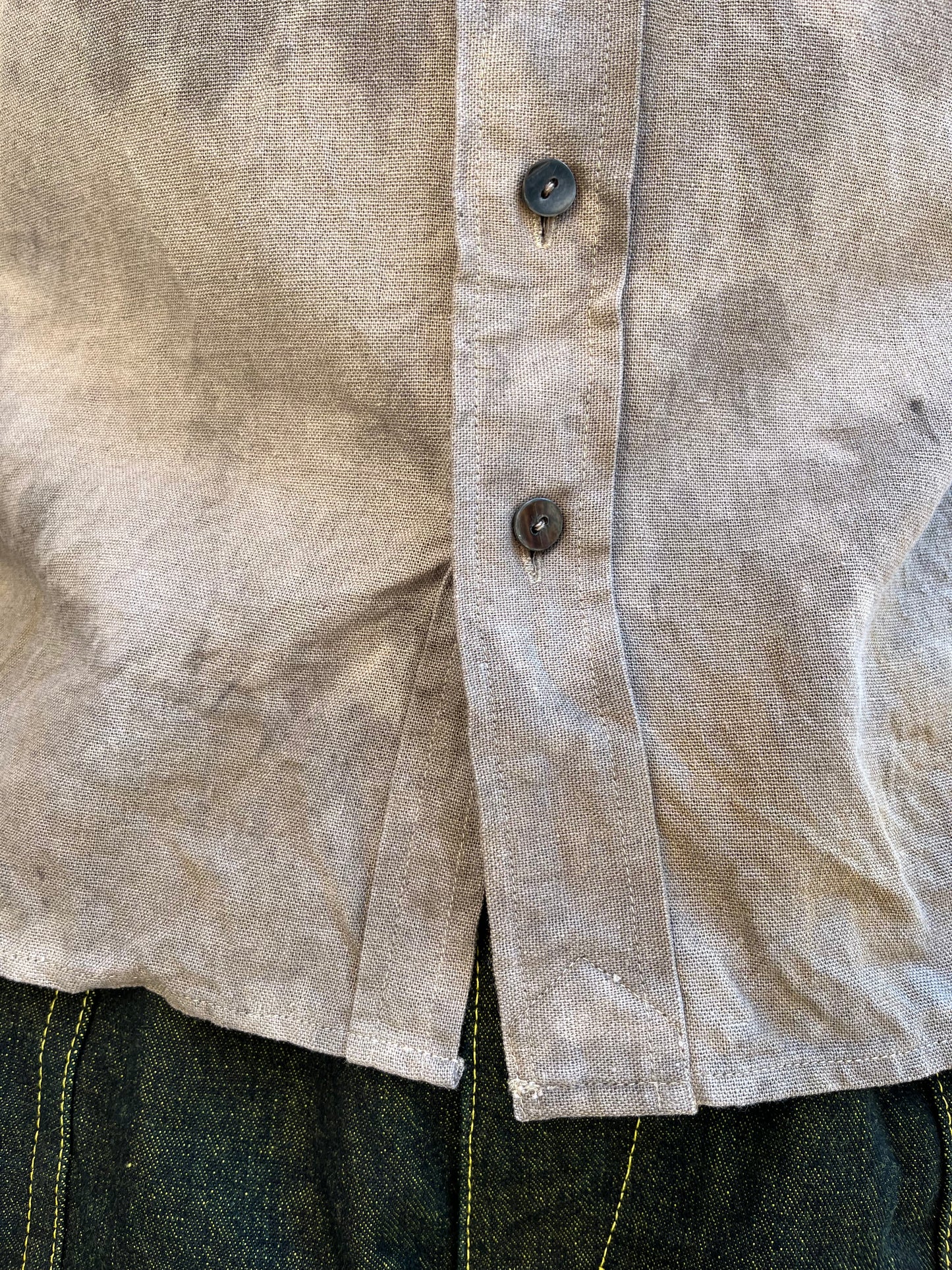Slant Pocket BD Shirt - Black Tea + Rust Swirl Linen Blend