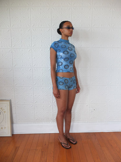 Chalk.Press x Stahl Knits Baby Tee - Indigo Dyed Polka Dot