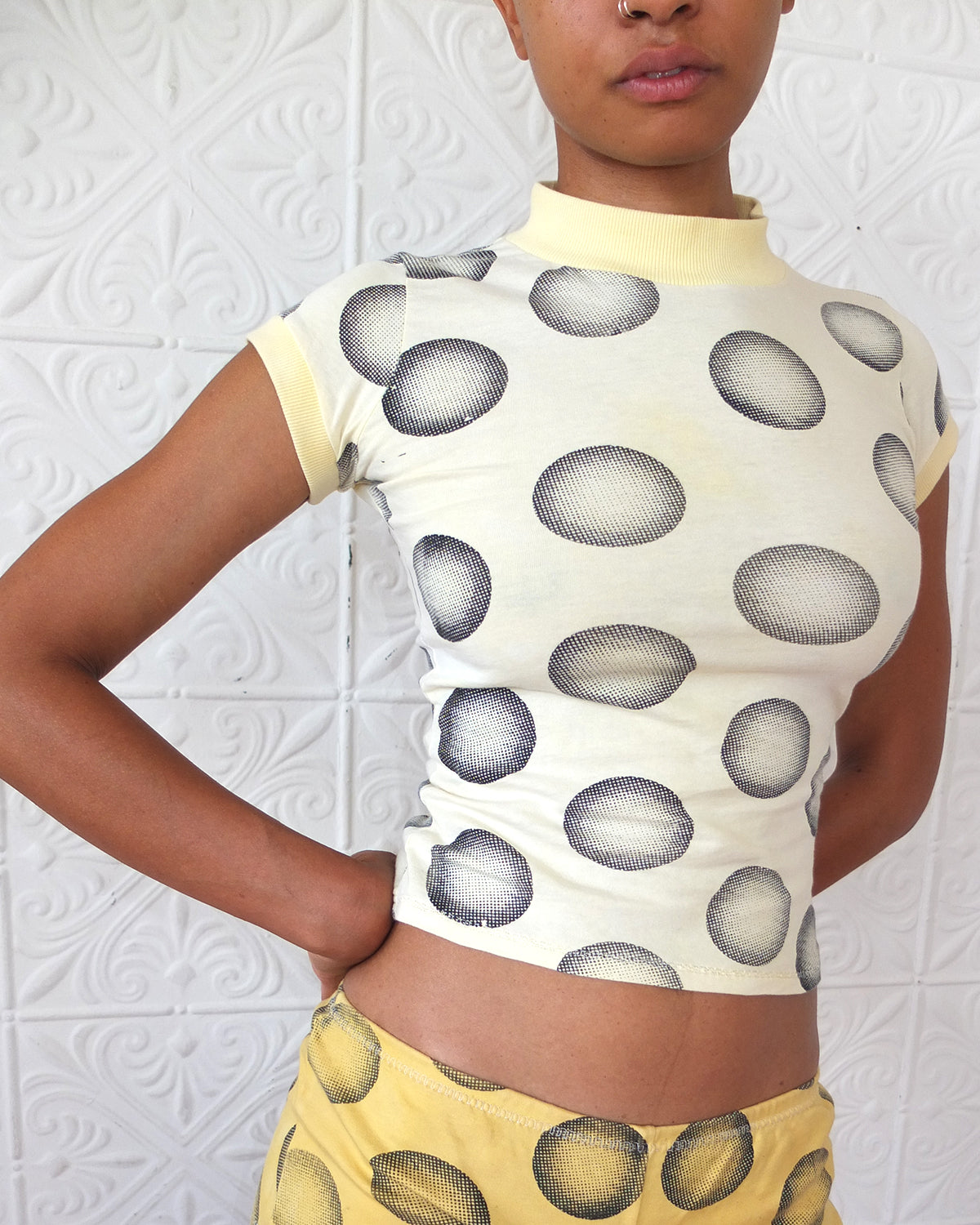 Chalk.Press x Stahl Knits Baby Tee - Turmeric Dyed Polka Dot