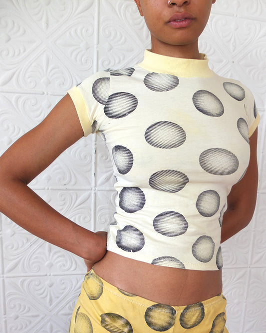 Chalk.Press x Stahl Knits Baby Tee - Turmeric Dyed Polka Dot
